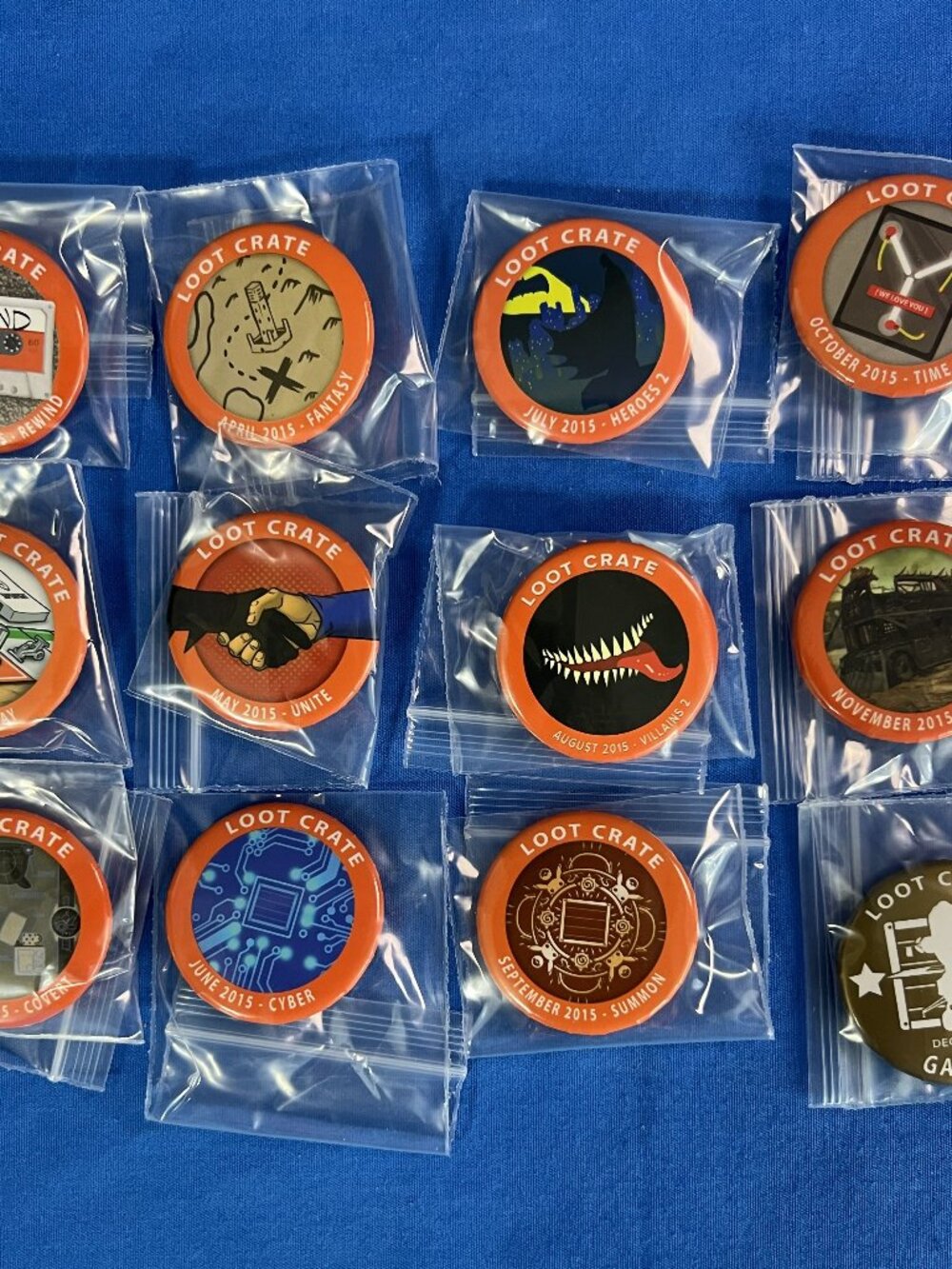 Official Loot Crate Pins January 2015 - December 2015 Set Of 12